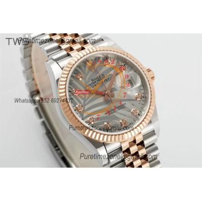 Datejust 36 126231 A3235 Auto Mens Watch Best Edition TWSF Two Tone RG Silver Palm Motif Diamond Dial Jibilee Bracelet