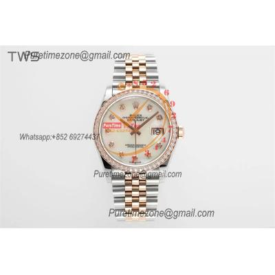 Datejust 36 126281 A3235 Auto Mens Watch Best Edition TWSF Two Tone RG Diamonds Bezel MOP Dial Jibilee Bracelet CHS