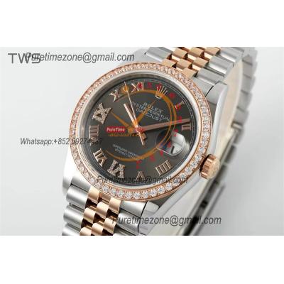 Datejust 36 126281 A3235 Auto Mens Watch Best Edition TWSF Two Tone RG Dark Rhodium Roman Diamond Dial Jibilee Bracelet