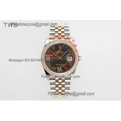 Datejust 36 126281 A3235 Auto Mens Watch Best Edition TWSF Two Tone RG Dark Rhodium Roman Diamond Dial Jibilee Bracelet