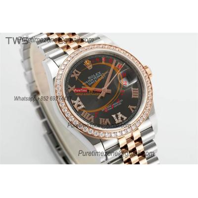 Datejust 36 126281 A3235 Auto Mens Watch Best Edition TWSF Two Tone RG Dark Rhodium Roman Diamond Dial Jibilee Bracelet