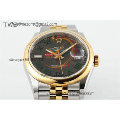 Datejust 36 126203 A3235 Auto Mens Watch Best Edition TWSF Two Tone YG Slate Grey Wimbledon Roman Dial Jibilee Bracelet