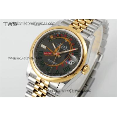 Datejust 36 126203 A3235 Auto Mens Watch Best Edition TWSF Two Tone YG Slate Grey Wimbledon Roman Dial Jibilee Bracelet