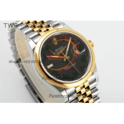 Datejust 36 126203 A3235 Auto Mens Watch Best Edition TWSF Two Tone YG Slate Grey Wimbledon Roman Dial Jibilee Bracelet