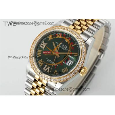 Datejust 36 126283 A3235 Auto Mens Watch Best Edition TWSF Two Tone YG Green Roman Diamonds Dial Jibilee Bracelet CHS