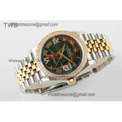 Datejust 36 126283 A3235 Auto Mens Watch Best Edition TWSF Two Tone YG Green Roman Diamonds Dial Jibilee Bracelet CHS