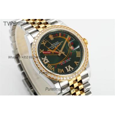 Datejust 36 126283 A3235 Auto Mens Watch Best Edition TWSF Two Tone YG Green Roman Diamonds Dial Jibilee Bracelet CHS