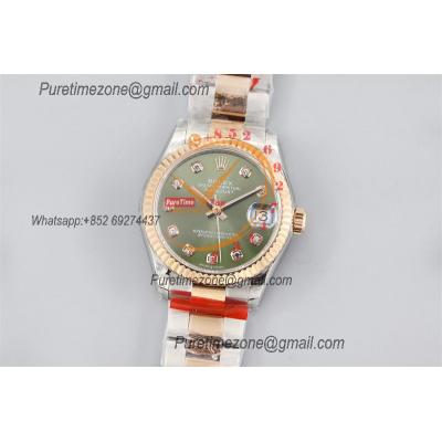 Datejust 31 278271 A2824 Auto Womens Watch Best Edition TWSF Two Tone RG Green Diamonds Dial Jibilee Bracelet Ladies