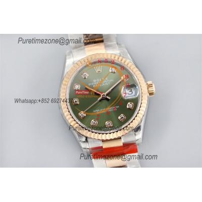 Datejust 31 278271 A2824 Auto Womens Watch Best Edition TWSF Two Tone RG Green Diamonds Dial Jibilee Bracelet Ladies