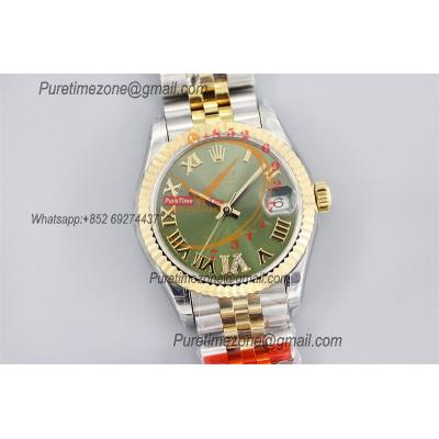 Datejust 31 278273 A2824 Auto Womens Watch Best Edition TWSF Two Tone YG Olive Green Roman Dial Jibilee Bracelet Ladies