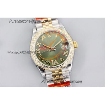 Datejust 31 278383 A2824 Auto Womens Watch Best Edition TWS Two Tone YG Diamonds Bezel Green Roman Dial Jibilee Bracelet