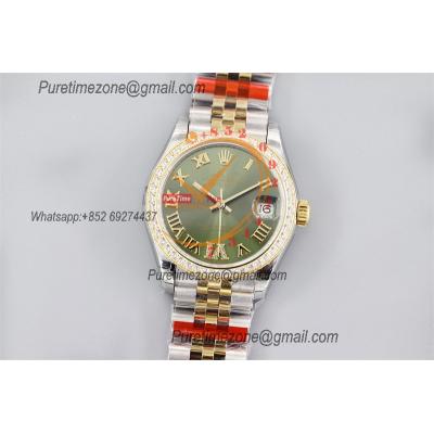 Datejust 31 278383 A2824 Auto Womens Watch Best Edition TWS Two Tone YG Diamonds Bezel Green Roman Dial Jibilee Bracelet