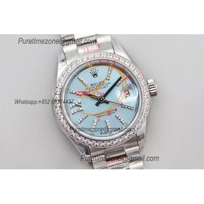 Datejust 28 279136 NH05 Automatic Womens Watch Best Edition TWSF Diamonds Bezel Ice Blue Dial Jibilee Bracelet Ladies