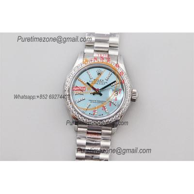 Datejust 28 279136 NH05 Automatic Womens Watch Best Edition TWSF Diamonds Bezel Ice Blue Dial Jibilee Bracelet Ladies