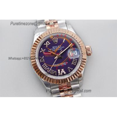 Datejust 28 271971 NH05 Automatic Womens Watch Best Edition TWSF Two Tone RG Purple Roman Dial Jibilee Bracelet Ladies