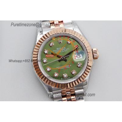 Datejust 28 271971 NH05 Automatic Womens Watch Best Edition TWSF Two Tone RG Olive Green Diamonds Dial Jibilee Bracelet