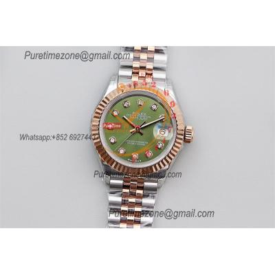 Datejust 28 271971 NH05 Automatic Womens Watch Best Edition TWSF Two Tone RG Olive Green Diamonds Dial Jibilee Bracelet