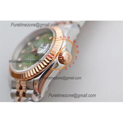 Datejust 28 271971 NH05 Automatic Womens Watch Best Edition TWSF Two Tone RG Olive Green Diamonds Dial Jibilee Bracelet