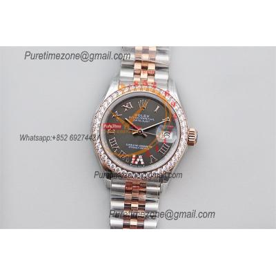 Datejust 28 279381 NH05 Auto Womens Watch Best Edition TWS Two Tone RG Diamonds Bezel Gray Roman Dial Jibilee Bracelet