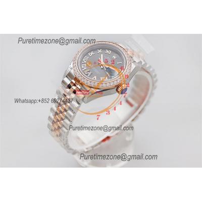 Datejust 28 279381 NH05 Auto Womens Watch Best Edition TWS Two Tone RG Diamonds Bezel Gray Roman Dial Jibilee Bracelet