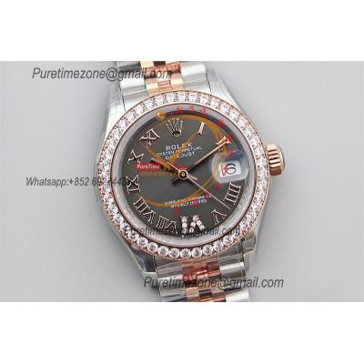 Datejust 28 279381 NH05 Auto Womens Watch Best Edition TWS Two Tone RG Diamonds Bezel Gray Roman Dial Jibilee Bracelet