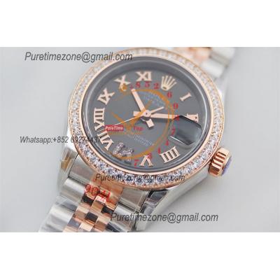 Datejust 28 279381 NH05 Auto Womens Watch Best Edition TWS Two Tone RG Diamonds Bezel Gray Roman Dial Jibilee Bracelet