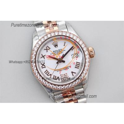 Datejust 28 279381 NH05 Auto Womens Watch Best Edition TWS Two Tone RG Diamonds Bezel White Roman Dial Jibilee Bracelet