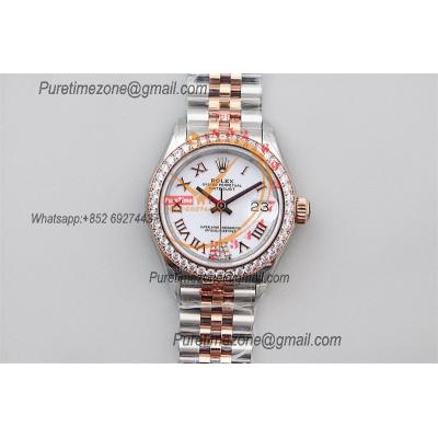 Datejust 28 279381 NH05 Auto Womens Watch Best Edition TWS Two Tone RG Diamonds Bezel White Roman Dial Jibilee Bracelet