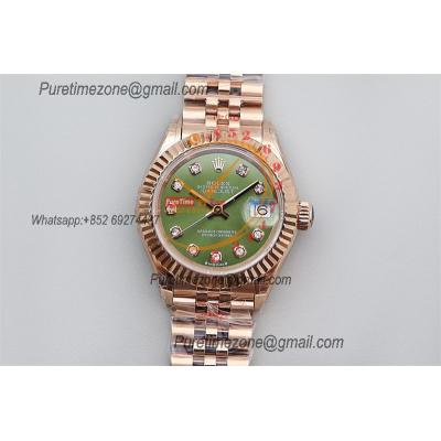 Datejust 28 279175 NH05 Automatic Womens Watch Best Edition TWSF RG Olive Green Diamonds Dial Jibilee Bracelet Ladies