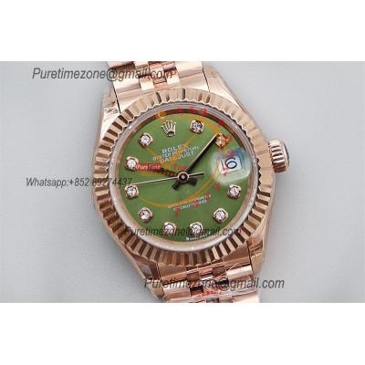 Datejust 28 279175 NH05 Automatic Womens Watch Best Edition TWSF RG Olive Green Diamonds Dial Jibilee Bracelet Ladies