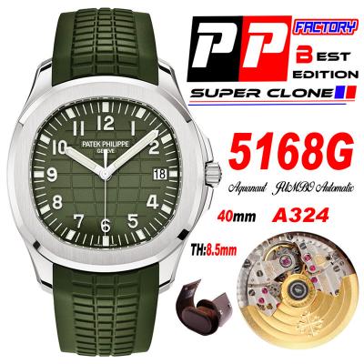 Aquanaut 5168G A324 Automatic Mens Watch Best Edition PPF Steel Case Green Embosse Dial Rubber Strap CHS