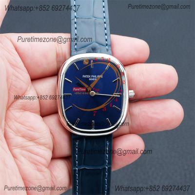 Golden Ellipse 5738P Miyota 9015 Automatic Mens Watch Best Edition TWF Steel Ebony Blue Sunburst Dial Leather Strap CHS