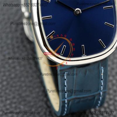 Golden Ellipse 5738P Miyota 9015 Automatic Mens Watch Best Edition TWF Steel Ebony Blue Sunburst Dial Leather Strap CHS