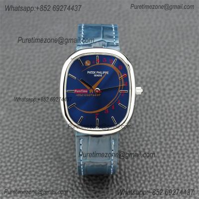 Golden Ellipse 5738P Miyota 9015 Automatic Mens Watch Best Edition TWF Steel Ebony Blue Sunburst Dial Leather Strap CHS