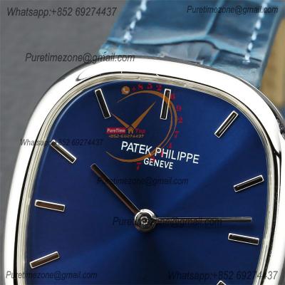 Golden Ellipse 5738P Miyota 9015 Automatic Mens Watch Best Edition TWF Steel Ebony Blue Sunburst Dial Leather Strap CHS