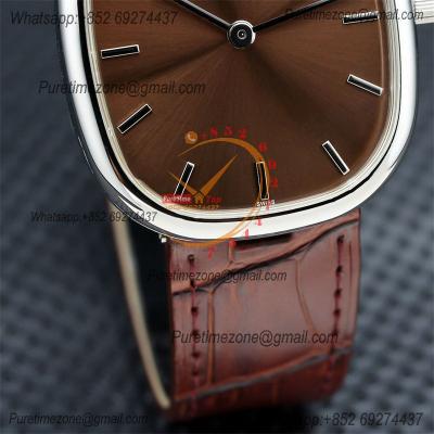 Golden Ellipse 5738P Miyota 9015 Automatic Mens Watch Best Edition TWF Steel Ebony Brown Sunburst Dial Leather Strap CHS