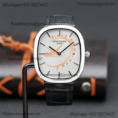 Golden Ellipse 5738P Miyota 9015 Automatic Mens Watch Best Edition TWF Steel Case White Dial Black Leather Strap CHS