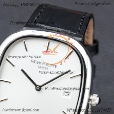 Golden Ellipse 5738P Miyota 9015 Automatic Mens Watch Best Edition TWF Steel Case White Dial Black Leather Strap CHS