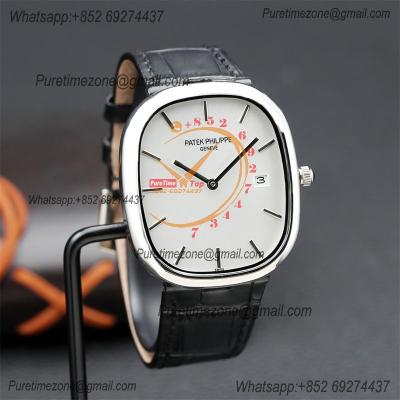 Golden Ellipse 5738P Miyota 9015 Automatic Mens Watch Best Edition TWF Steel Case White Dial Black Leather Strap CHS