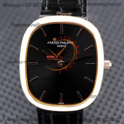 Golden Ellipse 5738R Miyota 9015 Automatic Mens Watch Best Edition TWF Rose Gold Black Dial Leather Strap CHS