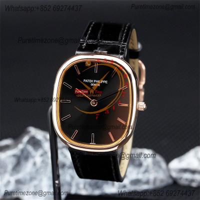 Golden Ellipse 5738R Miyota 9015 Automatic Mens Watch Best Edition TWF Rose Gold Black Dial Leather Strap CHS