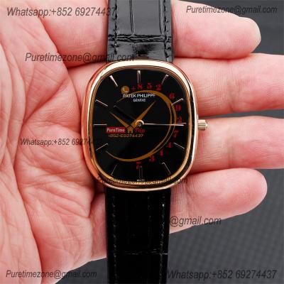 Golden Ellipse 5738R Miyota 9015 Automatic Mens Watch Best Edition TWF Rose Gold Black Dial Leather Strap CHS