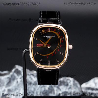 Golden Ellipse 5738R Miyota 9015 Automatic Mens Watch Best Edition TWF Rose Gold Black Dial Leather Strap CHS