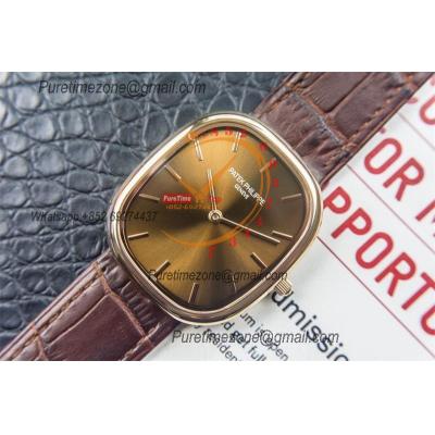 Golden Ellipse 5738R Miyota 9015 Automatic Mens Watch Best Edition TWF Rose Gold Brown Dial Leather Strap CHS