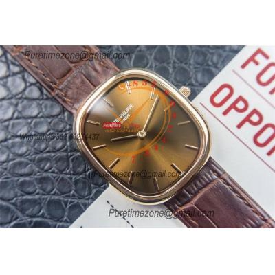 Golden Ellipse 5738R Miyota 9015 Automatic Mens Watch Best Edition TWF Rose Gold Brown Dial Leather Strap CHS