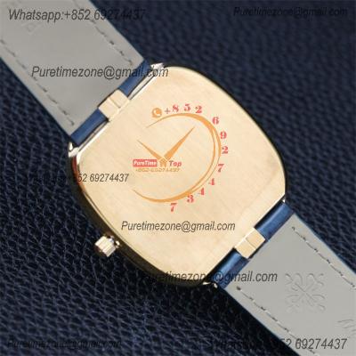 Golden Ellipse 5738R Miyota 9015 Automatic Mens Watch Best Edition TWF Yellow Gold Blue Dial Leather Strap CHS