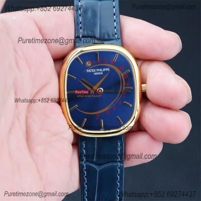 Golden Ellipse 5738R Miyota 9015 Automatic Mens Watch Best Edition TWF Yellow Gold Blue Dial Leather Strap CHS