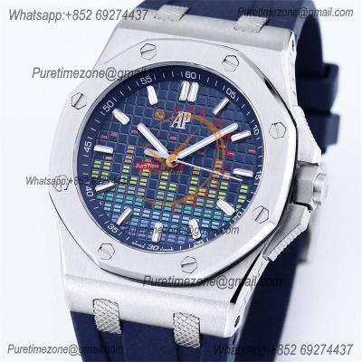 Royal Oak Offshore 15600 Music Edition A4309 Automatic Mens Watch Best Edition ZF Steel Case Blue Dial Rubber Strap CHS