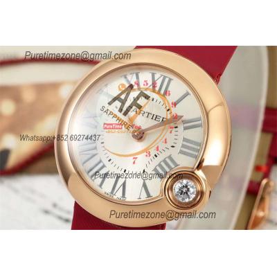 Ballon Blanc WGBL0007 30mm Ronda Quartz Womens Watch Best Edition AF Rose Gold Silver Dial Red Fabric Strap Ladies