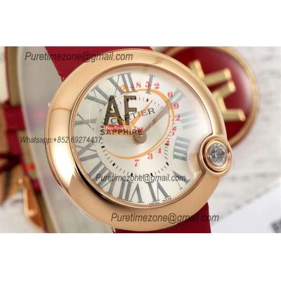 Ballon Blanc WGBL0007 30mm Ronda Quartz Womens Watch Best Edition AF Rose Gold Silver Dial Red Fabric Strap Ladies